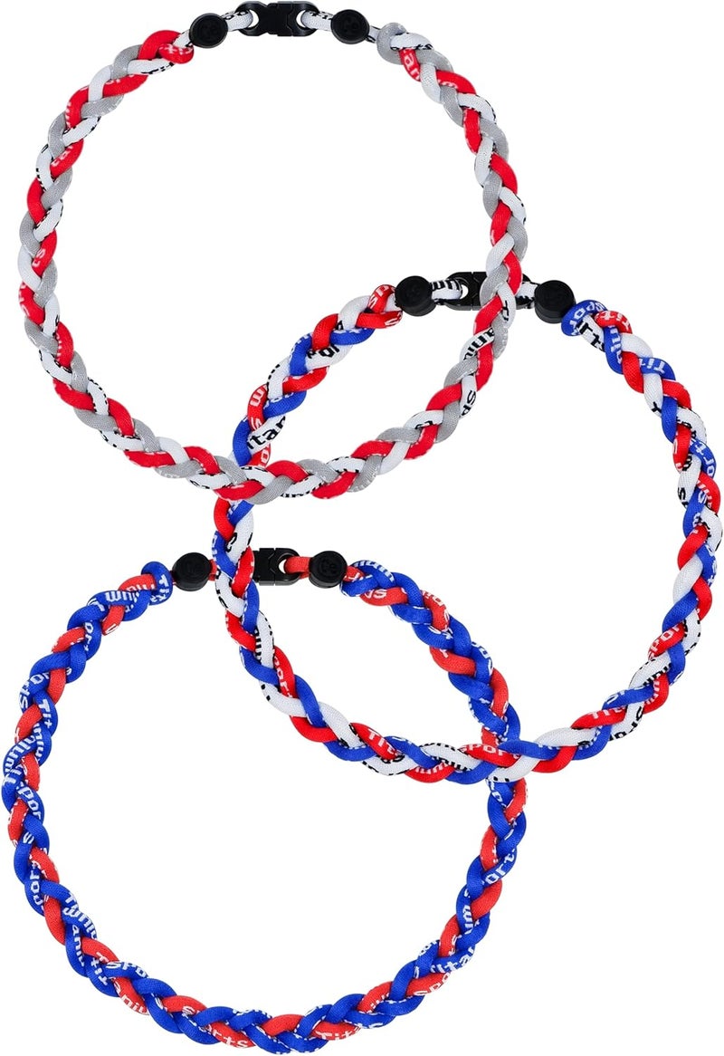 SUPBOMM 3 pcs Baseball Rope Necklaces, League Team Colors Braided Necklace, Baseball Team Gifts - Image 1
